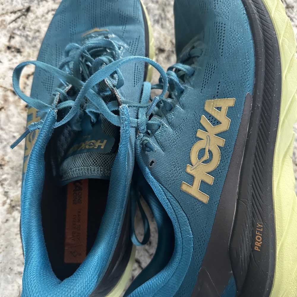 Hoka Teal and Lime Athletic Shoes